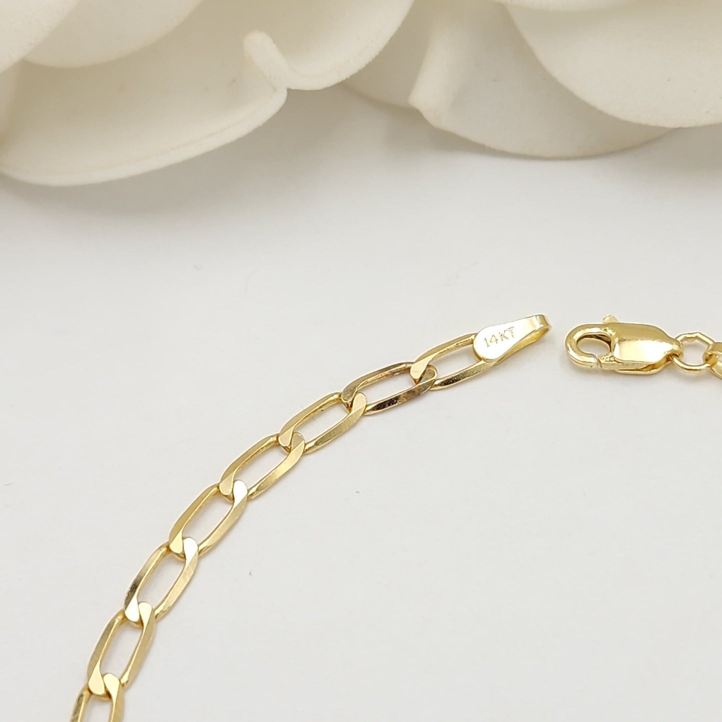 Solid 14k Gold Oval Link Bracelet - 3MM Thick - Versatile & Elegant - Beautiful Gold Bracelet