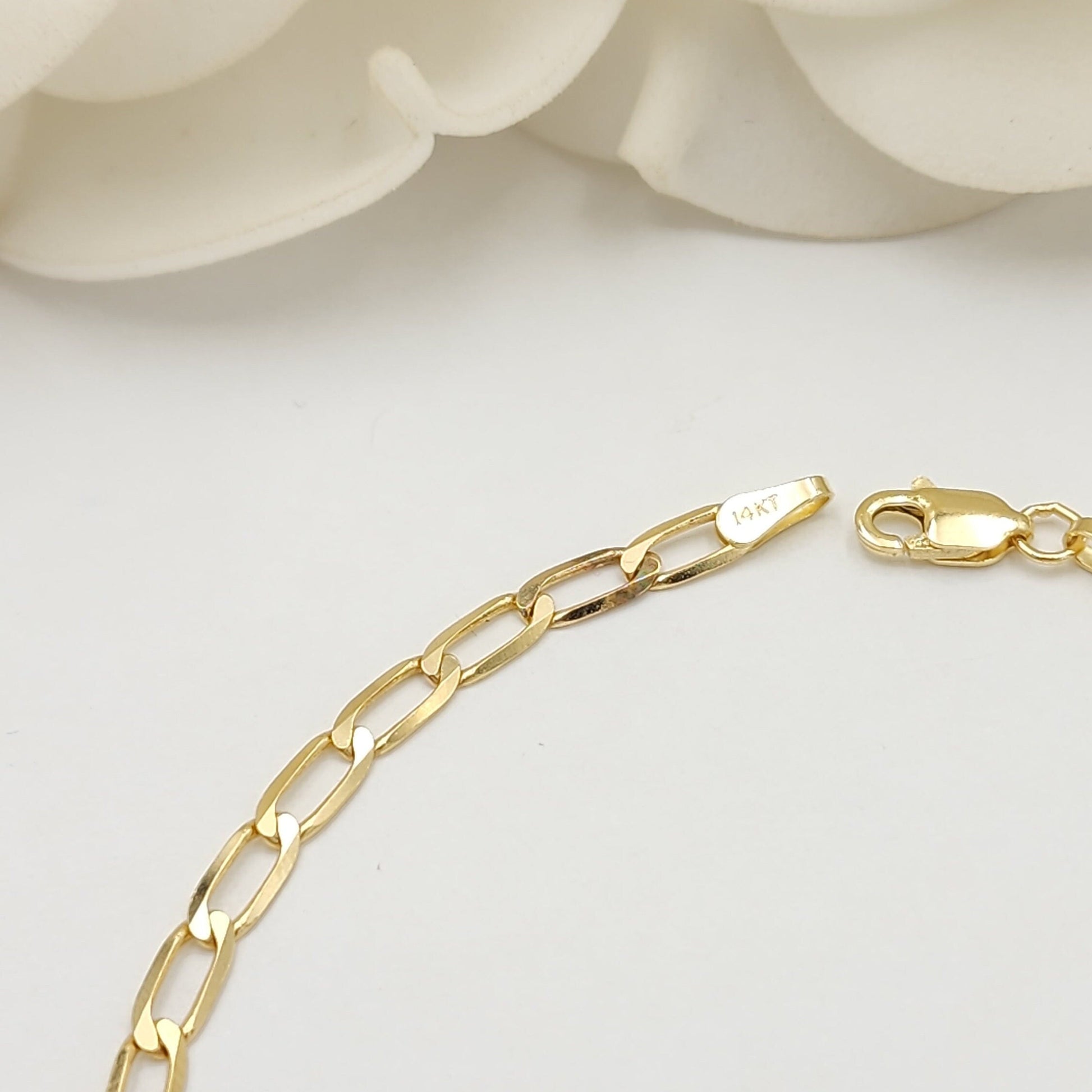 Solid 14k Gold Oval Link Bracelet - 3MM Thick - Versatile & Elegant - Beautiful Gold Bracelet