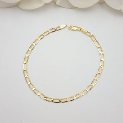 Solid 14k Gold Oval Link Bracelet - 3MM Thick - Versatile & Elegant - Beautiful Gold Bracelet