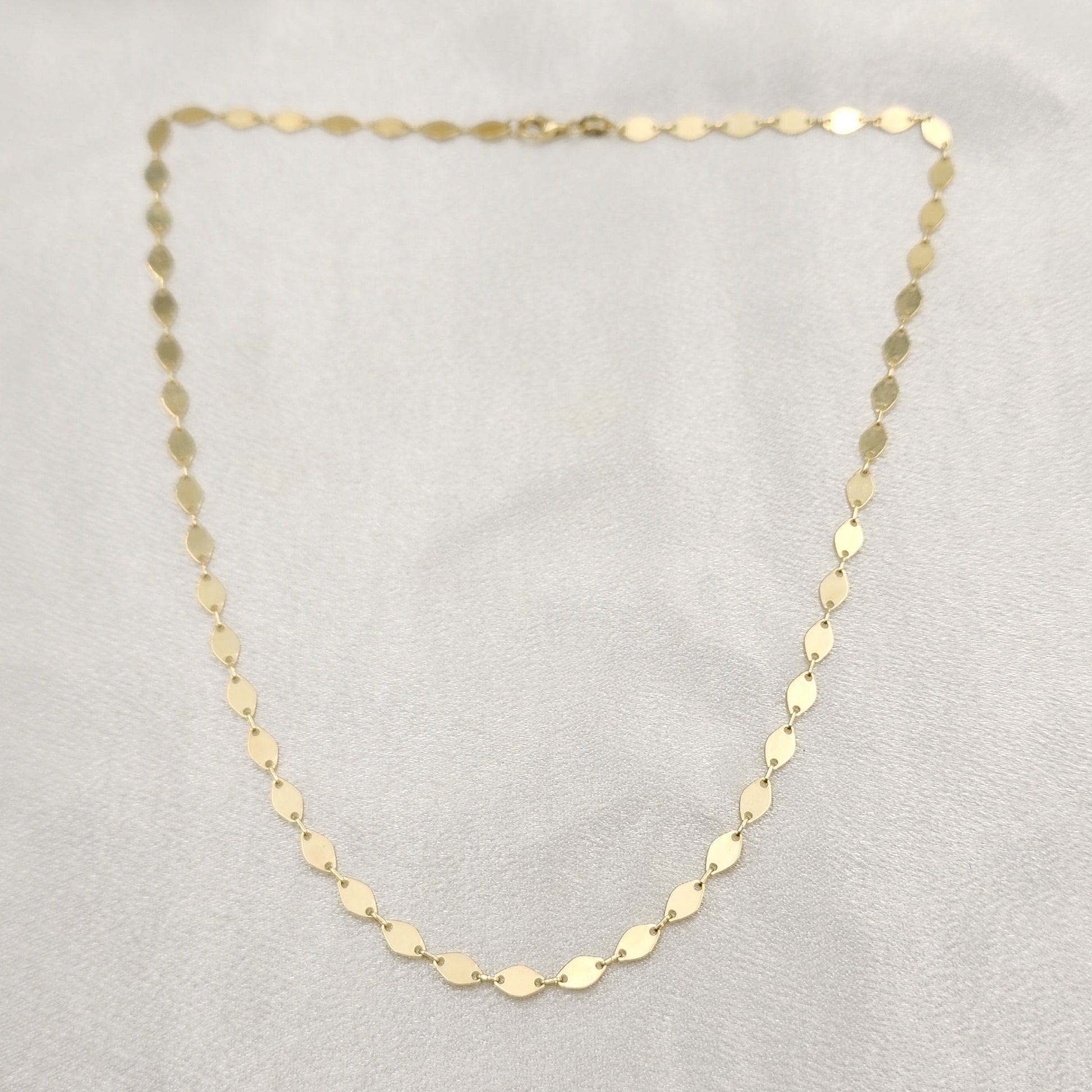 Solid 14k Gold Fancy Oval Mirror Link Necklace - Modern & Shiny - 16, 18 Inches - Elegant Necklace For Her