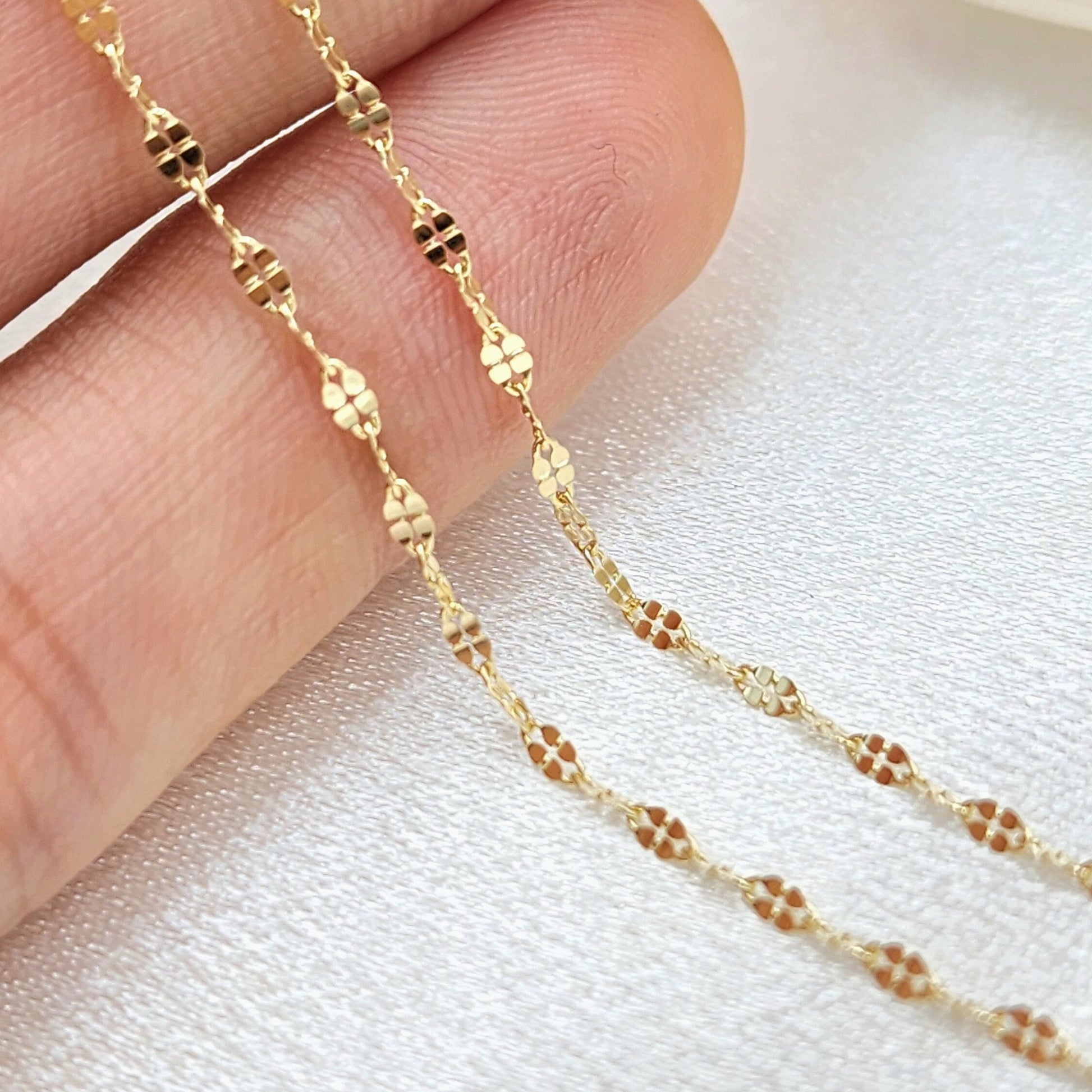 Solid 14k Hammered Mirror Necklace - 1.5MM - Dainty Sparkling Necklace - Perfect For Her