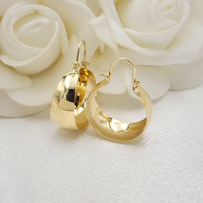 Solid 14k Gold Extra Thick Chunky Polished Hoops Earrings - 10mm Thick - Elegant & Everlasting