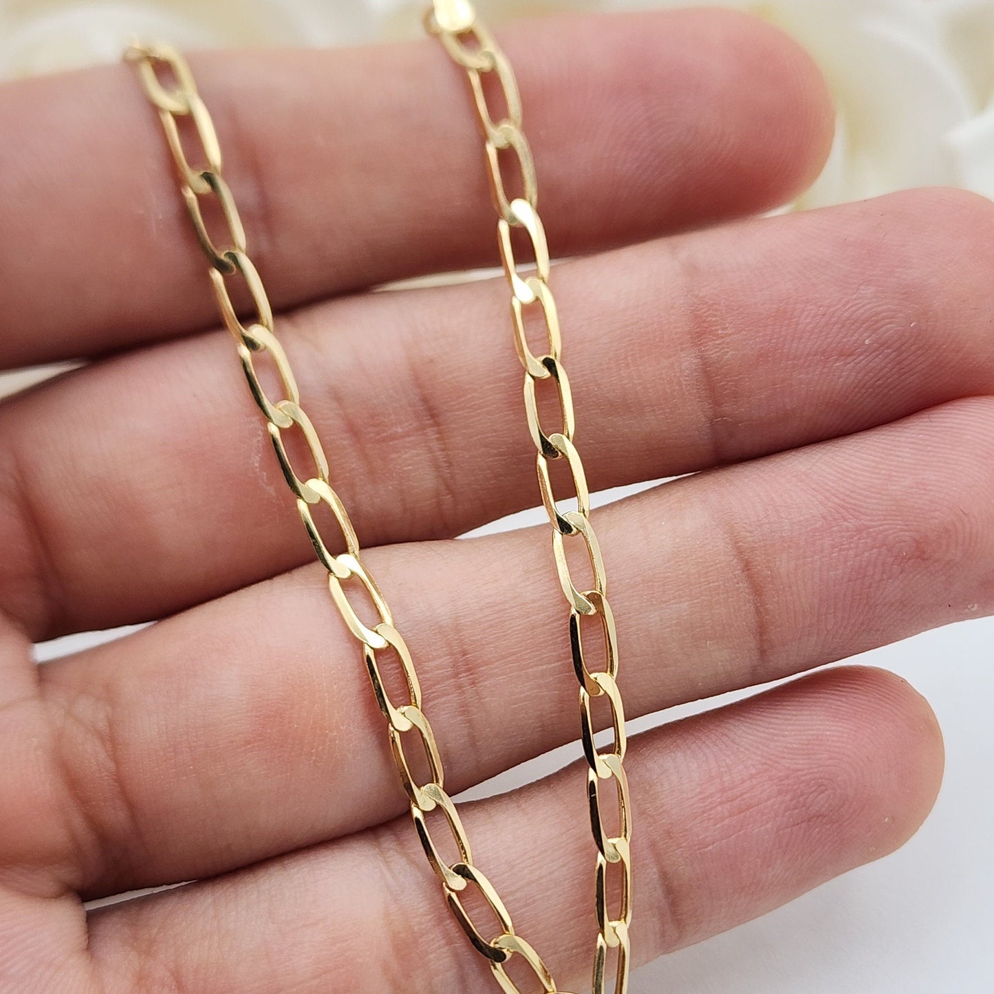 Solid 14k Gold Oval Link Bracelet - 3MM Thick - Versatile & Elegant - Beautiful Gold Bracelet