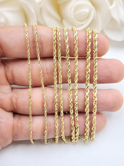 Solid 14k Gold Classic Heavy Rope Chains - Strong Link - 1.5MM, 2MM, 2.5MM, 3MM - 16" to 24" - For Her/For Him - Fine Jewelry