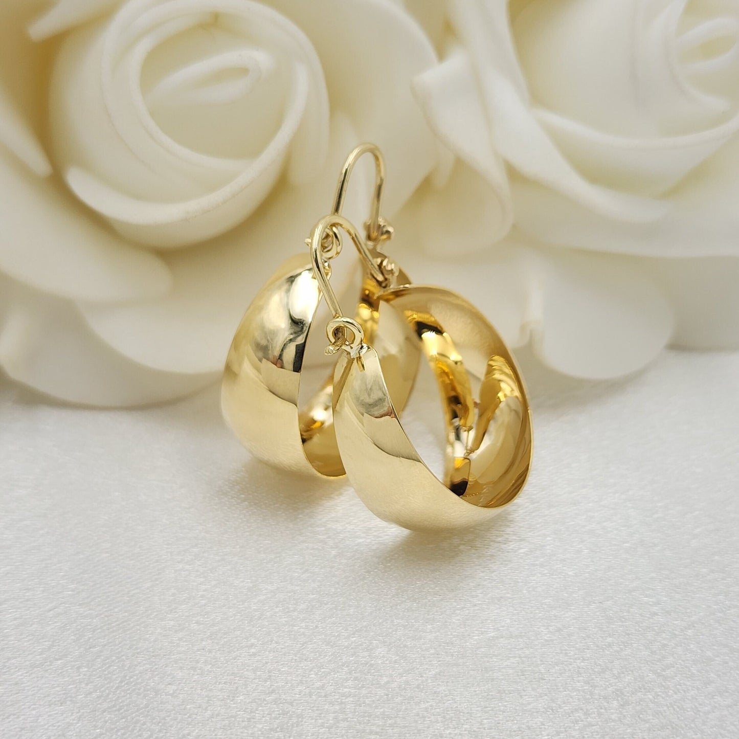 Solid 14k Gold Extra Thick Chunky Polished Hoops Earrings - 10mm Thick - Elegant & Everlasting