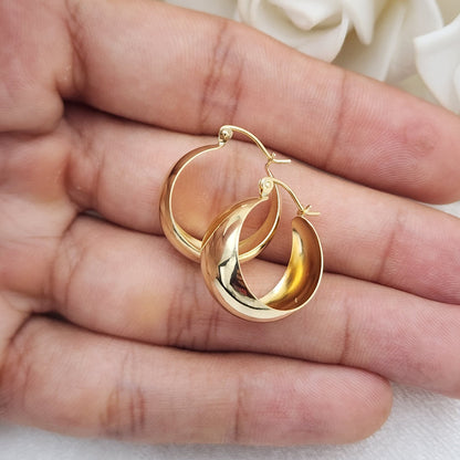 Stunning solid 14k Gold Small Extra Thick Polished Hoops Earrings - 10MM Thick - Elegant & Versatile - Perfect Gift