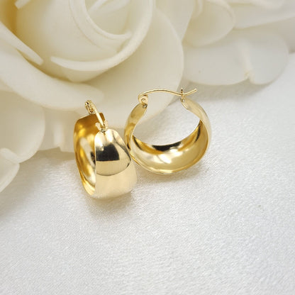 Stunning solid 14k Gold Small Extra Thick Polished Hoops Earrings - 10MM Thick - Elegant & Versatile - Perfect Gift