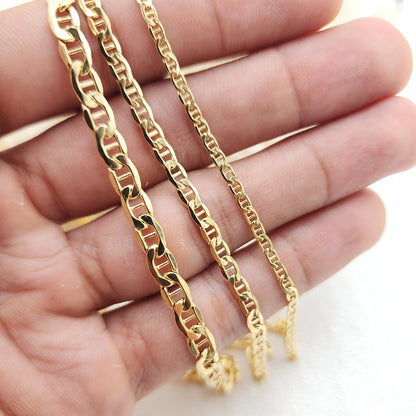 Real 14k Gold Thick Mariner Anchor Link Chains - 2.5mm, 3.2mm, 4.8mm - Elegant & Versatile