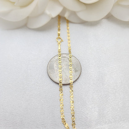 Solid 14k Gold Fully Diamond Cut Mirror Chain - For Girls and Women - Dainty Chain - Real 14k Gold Shiny Necklaces - 14" to 24" Inches