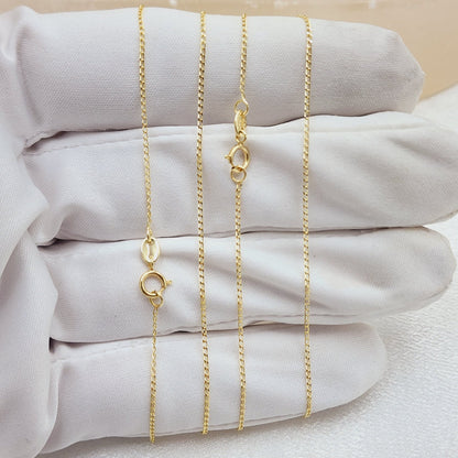 Solid 14k Gold Dainty Cuban Chains - For Girls and Women - Dainty Chain - Real 14k Gold Shiny Necklaces - 14" to 24" Inches - 1mm Thick