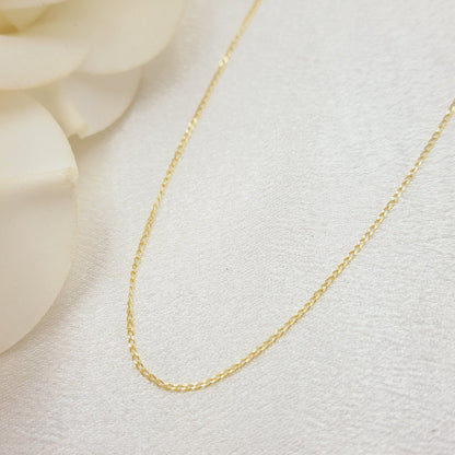 Solid 14k Gold Dainty Cuban Chains - For Girls and Women - Dainty Chain - Real 14k Gold Shiny Necklaces - 14" to 24" Inches - 1mm Thick