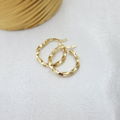 Fine 14k Gold 2.2mm Thick Polished Twisted Hoop Earrings - 18mm, 27mm, 31mm - Elegant & Lightweight - Perfect Gift For Her