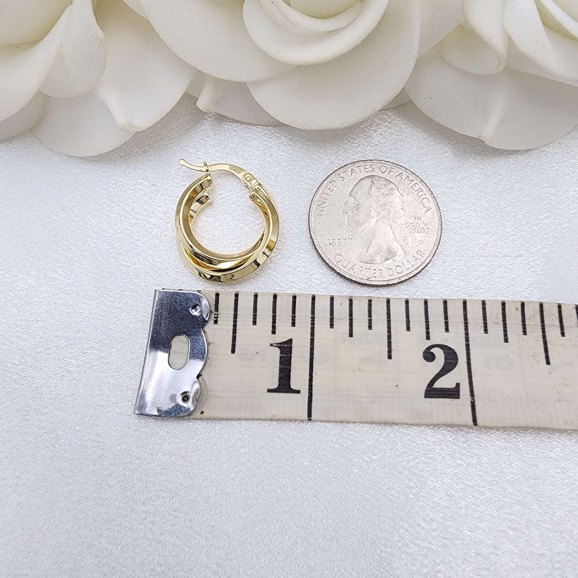 Small 14k Gold Polished Double Hoops Earrings - 18mm - Elegant Earrings - Perfect Gift For Her