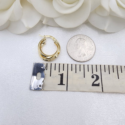 Small 14k Gold Polished Double Hoops Earrings - 18mm - Elegant Earrings - Perfect Gift For Her