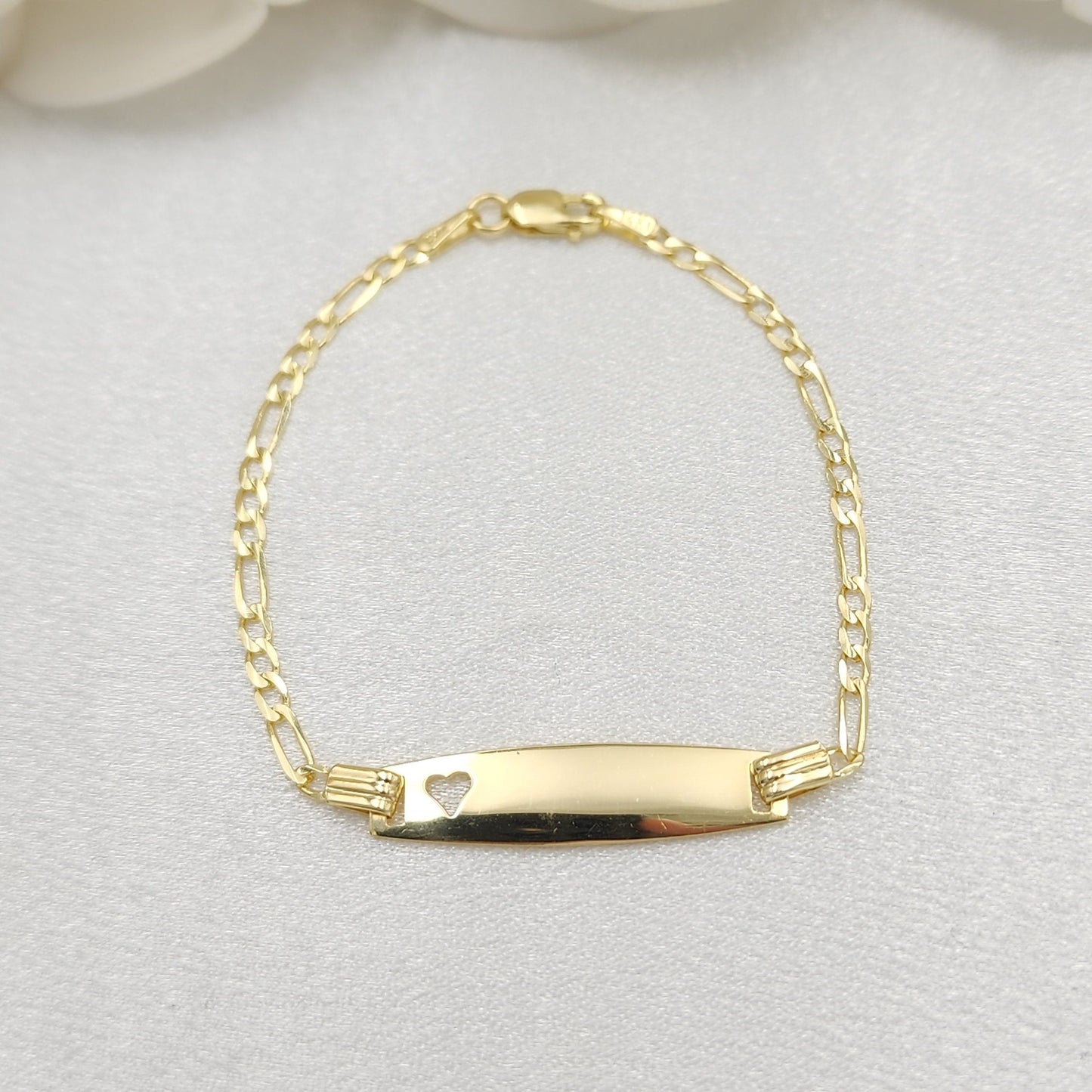 14k Gold Figaro Link ID Baby Bracelet - 6 in - Personalized Bracelet - For Kids