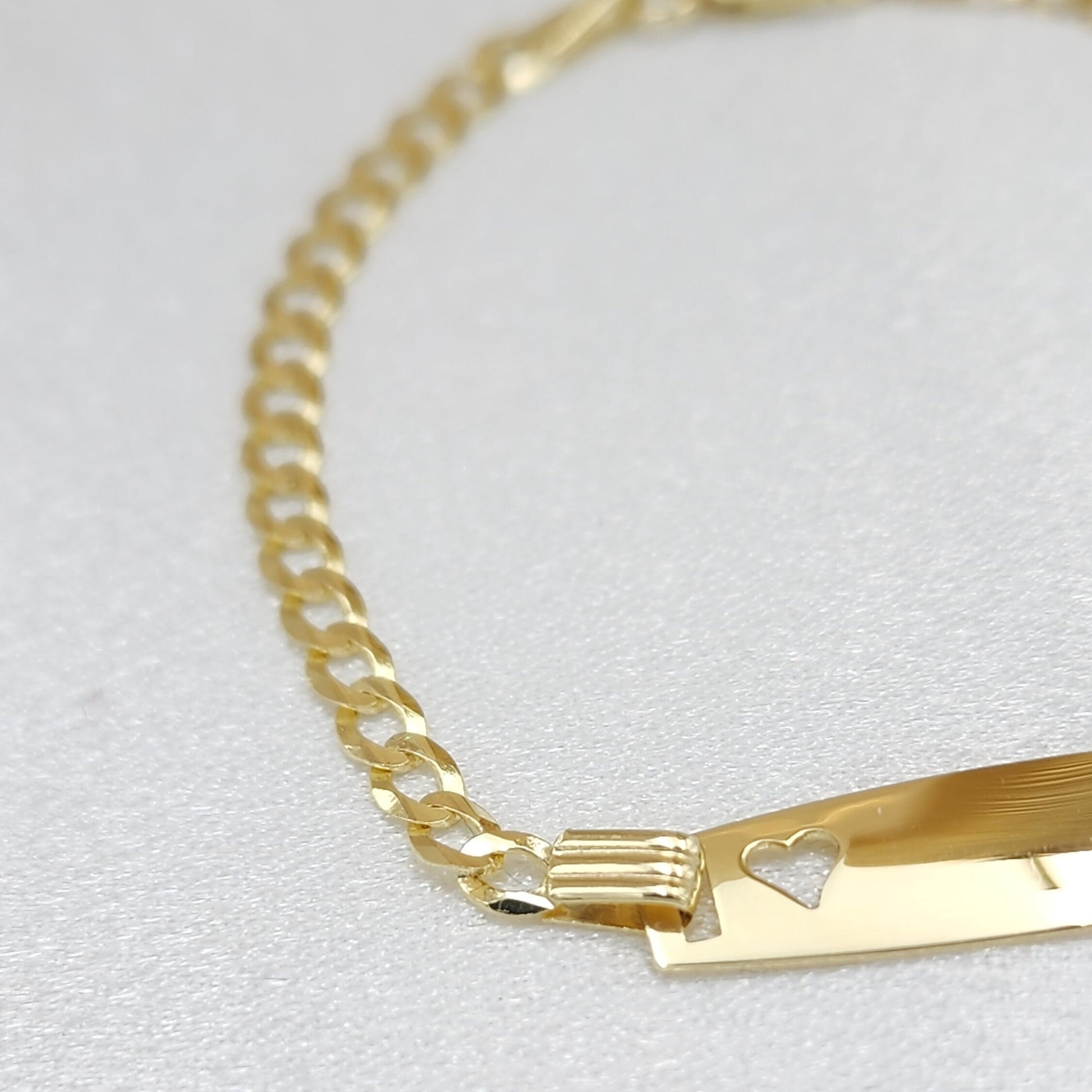 Solid 14k Gold Curb Link Baby ID Bracelet - Personalized Bracelets - For Kids