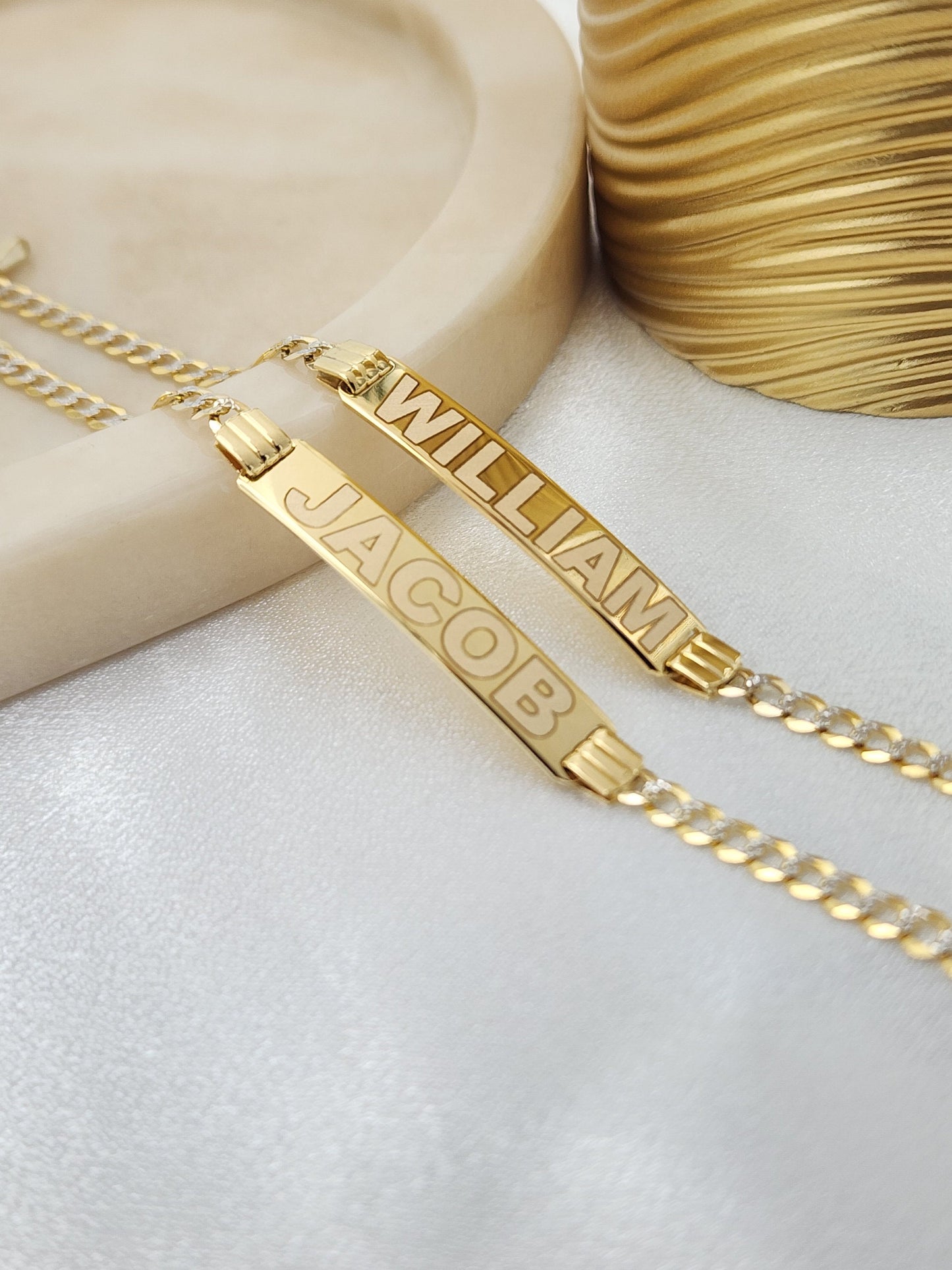 14K Gold Closed Curb Link Baby ID Bracelet - Personalized Bracelets - For Kids