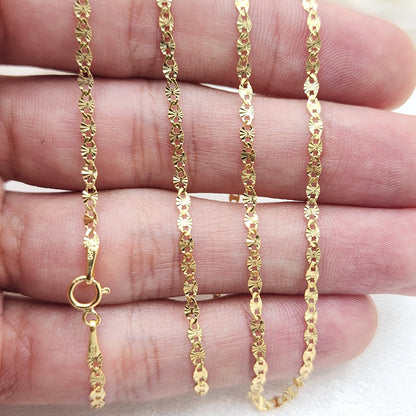 Solid 14k Gold Fully Diamond Cut Mirror Chain - For Girls and Women - Dainty Chain - Real 14k Gold Shiny Necklaces - 14" to 24" Inches