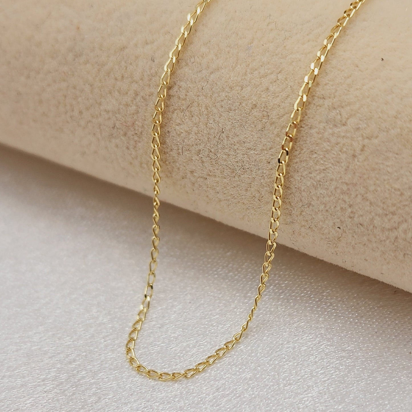 Solid 14k Gold Dainty Cuban Chains - For Girls and Women - Dainty Chain - Real 14k Gold Shiny Necklaces - 14" to 24" Inches - 1mm Thick