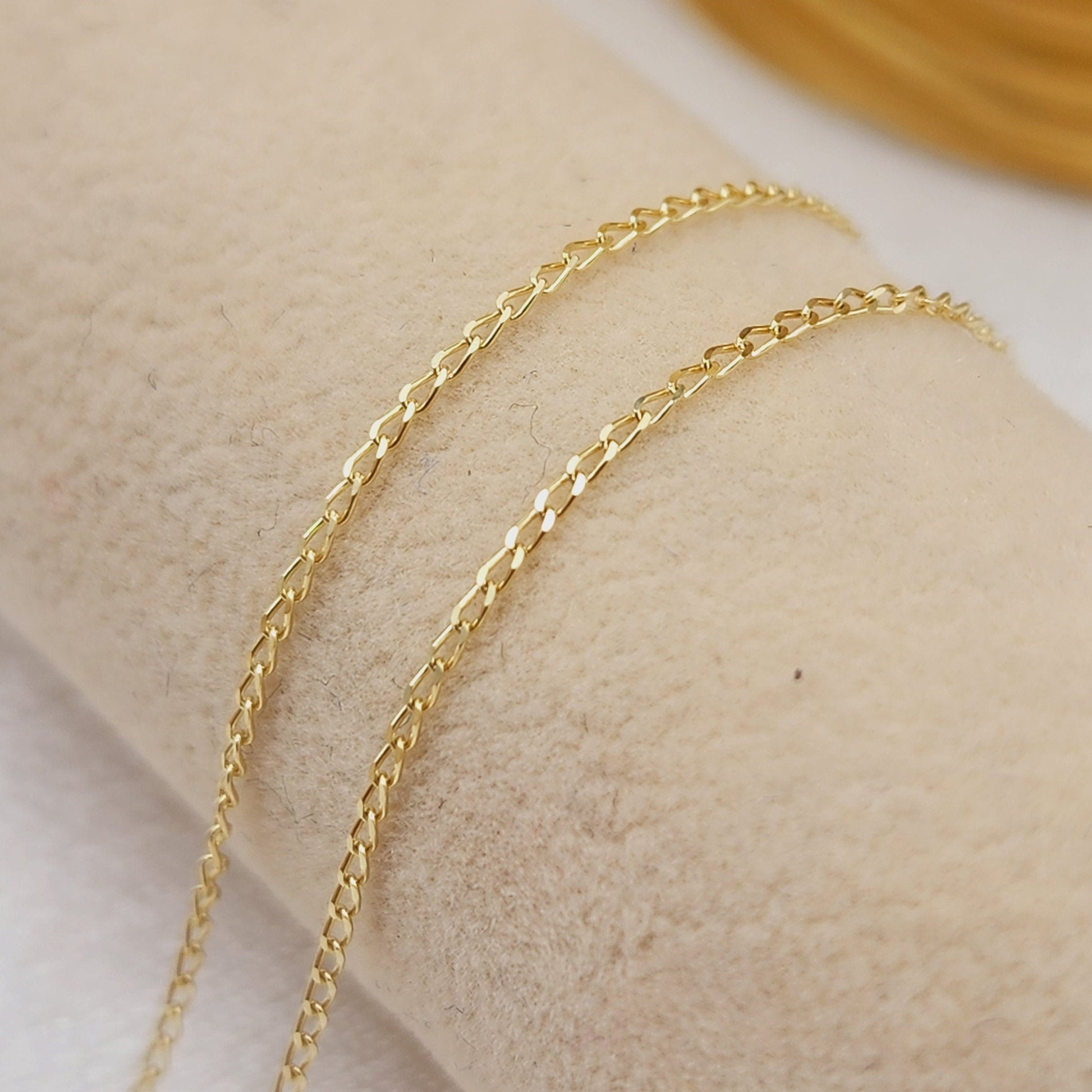 Solid 14k Gold Dainty Cuban Chains - For Girls and Women - Dainty Chain - Real 14k Gold Shiny Necklaces - 14" to 24" Inches - 1mm Thick