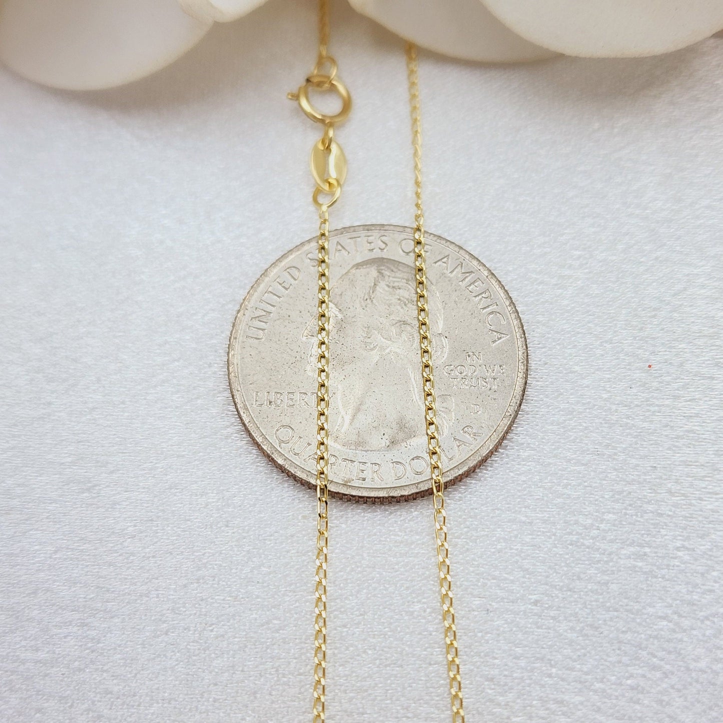 Solid 14k Gold Dainty Cuban Chains - For Girls and Women - Dainty Chain - Real 14k Gold Shiny Necklaces - 14" to 24" Inches - 1mm Thick