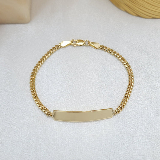 14K Gold Closed Curb Link Baby ID Bracelet - Personalized Bracelets - For Kids