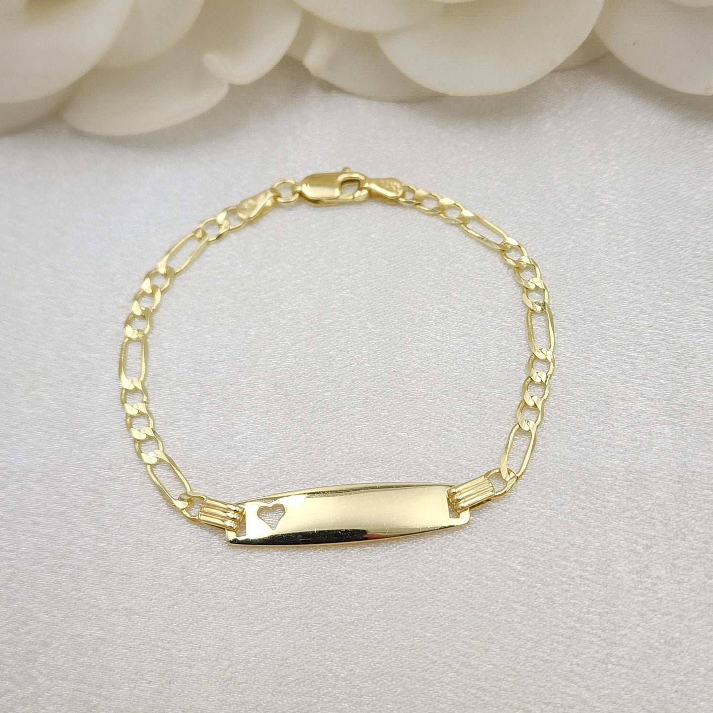 14k Gold Figaro Link ID Baby Bracelet - 6 in - Personalized Bracelet - For Kids