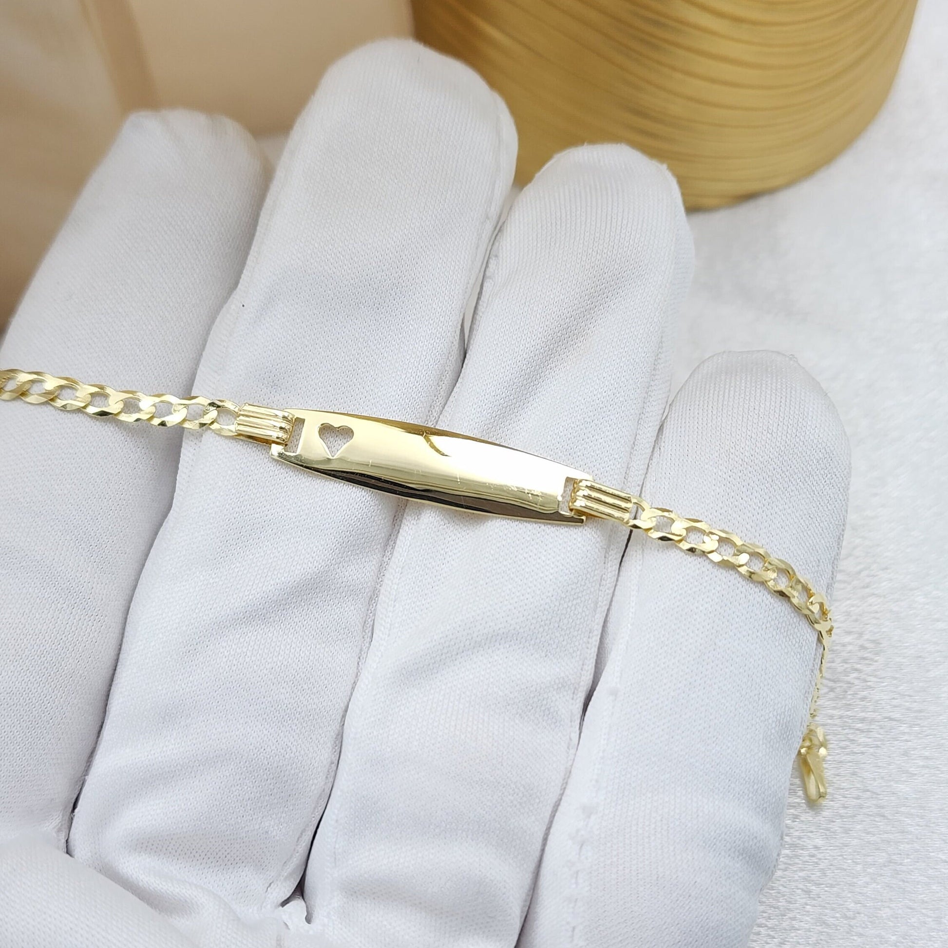 Solid 14k Gold Curb Link Baby ID Bracelet - Personalized Bracelets - For Kids