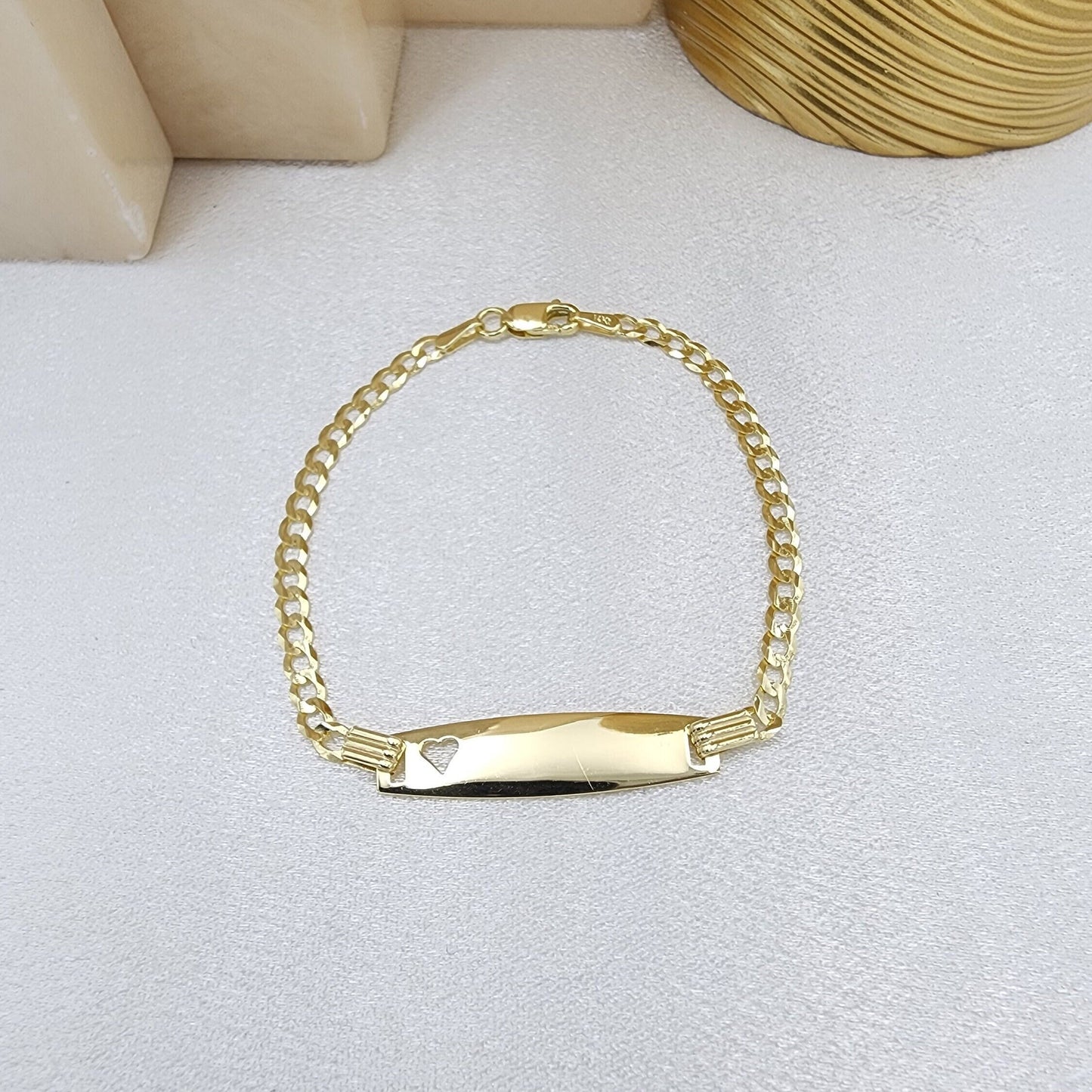 Solid 14k Gold Curb Link Baby ID Bracelet - Personalized Bracelets - For Kids