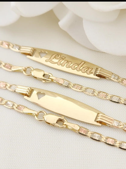 14K Gold Closed Curb Link Baby ID Bracelet - Personalized Bracelets - For Kids