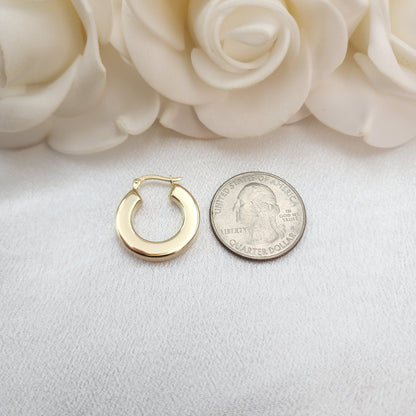 Elegant 14k Gold Thick Round Polished Hoop Earrings - 21mm - 3.5mm Thick - Extra polished Earrings For Her