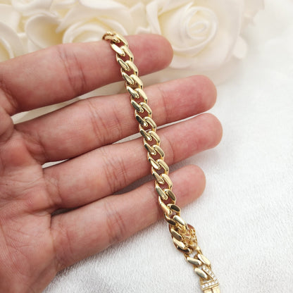 Real 14k Gold Monaco Bracelet - 7 Inches - 7mm Thick - Box Lock