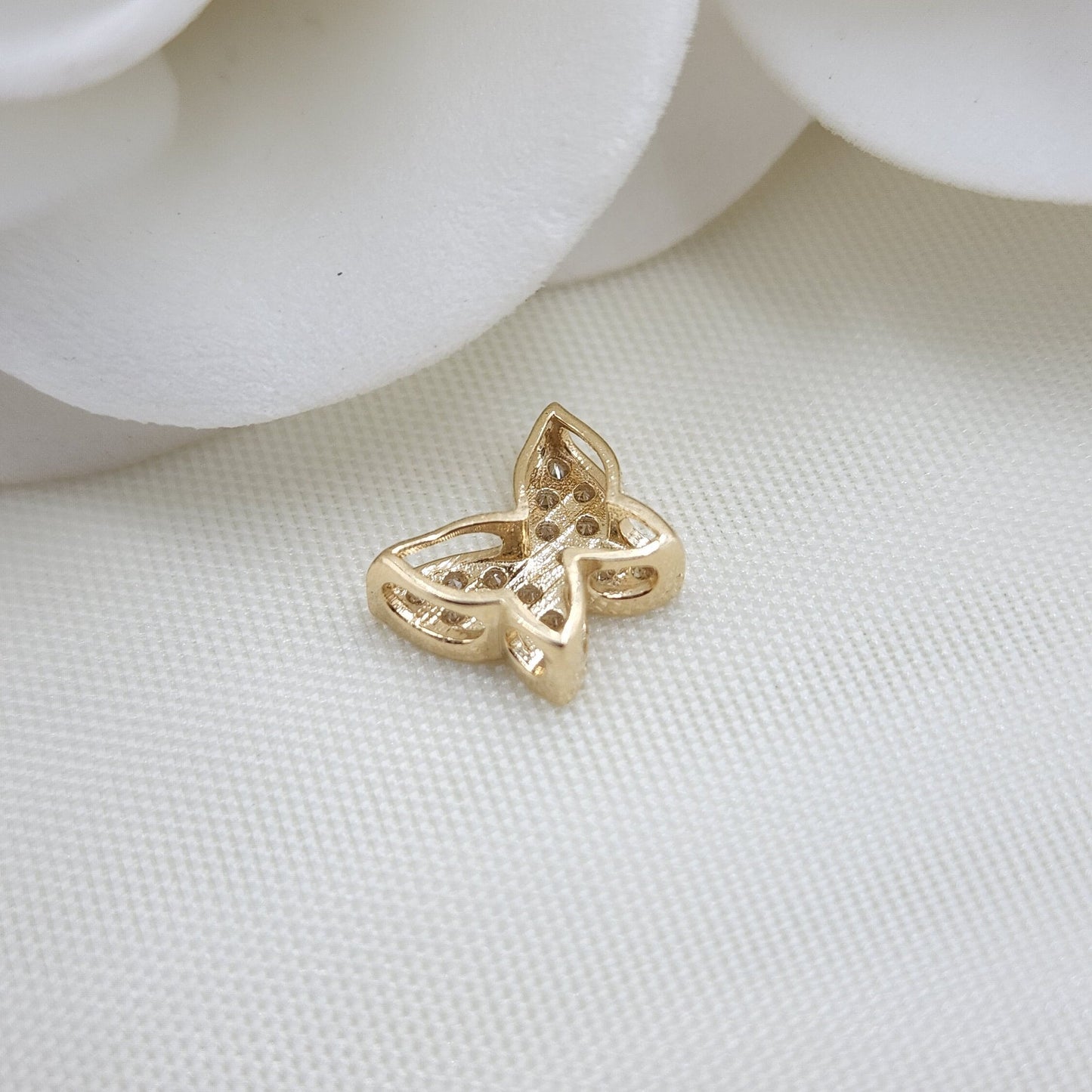 Adorable 14K Gold Butterfly CZ Necklace - 16" to 24" - 1.5MM - Fine Jewelry