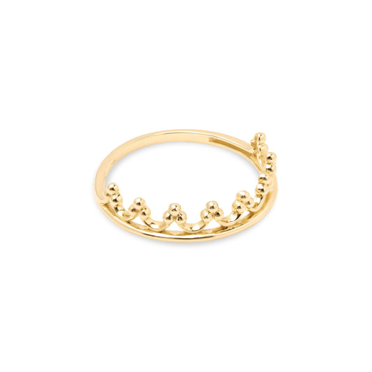 Solid 14k Gold Crown Ring - Dainty Crown Band - Fancy & Modern - Perfect For Her