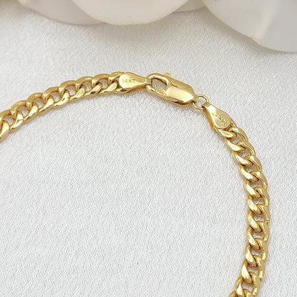 Real 14k Gold Cuban Link Bracelet - Cuban Link - 4.5MM - Perfect Gift - Unisex