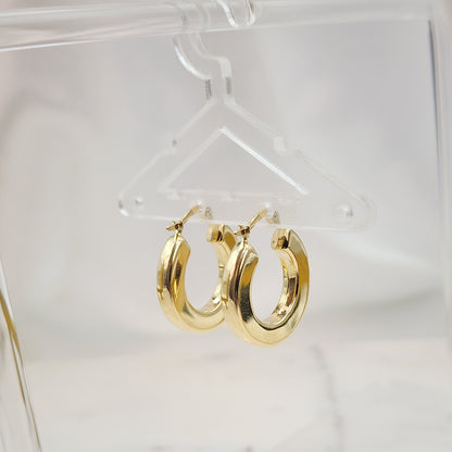 Elegant 14k Gold Thick Round Polished Hoop Earrings - 21mm - 3.5mm Thick - Extra polished Earrings For Her