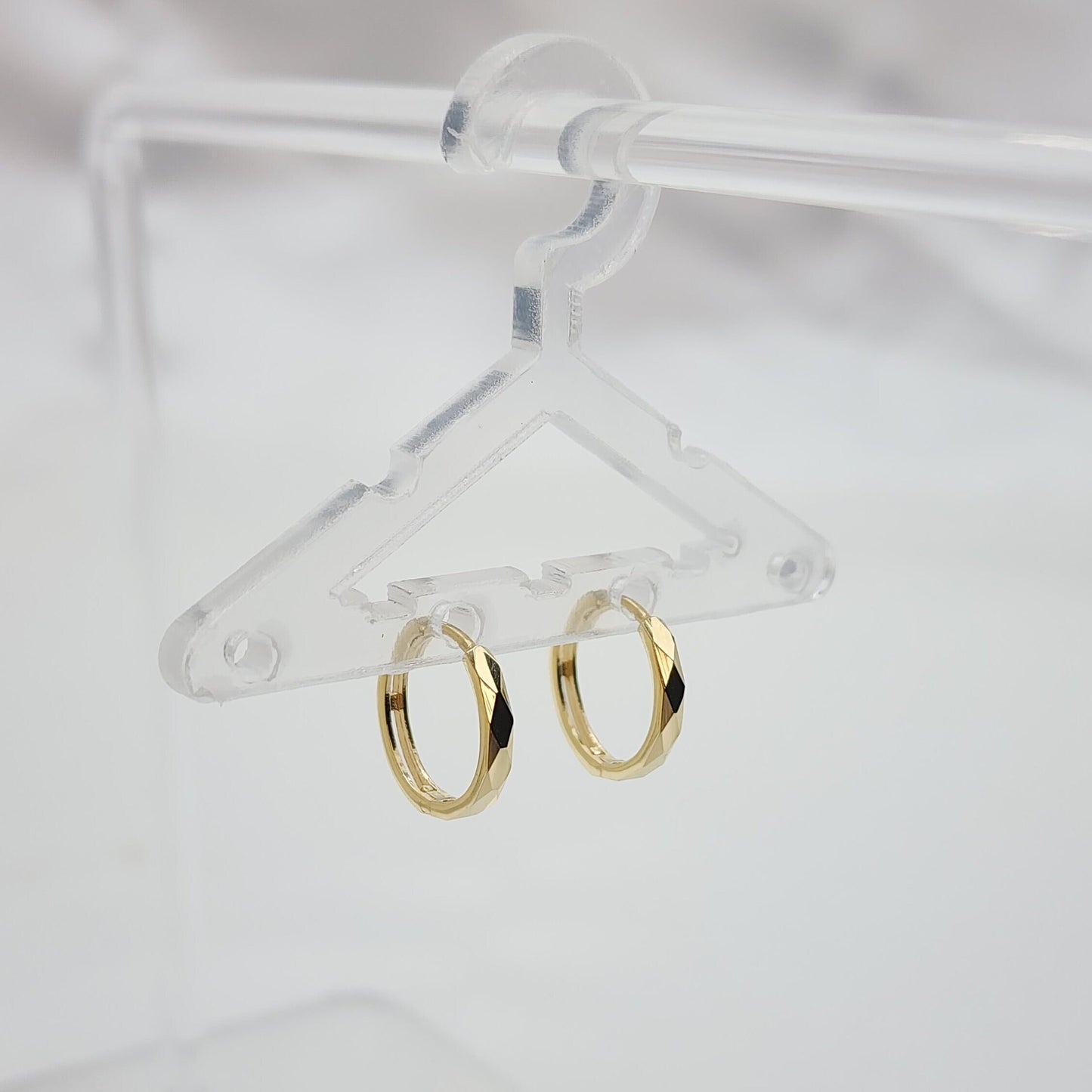 Solid 14k Gold Mirror Huggies Earrings - 14mm - 2mm thick - Shiny & Sparkling Huggies - Great Gift For Her