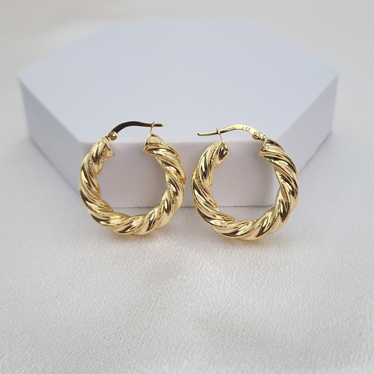 Stunning 14k Gold Shiny Twisted Hoop Earrings - 4mm, 5mm Thick Earrings - Perfect Gift For Her -