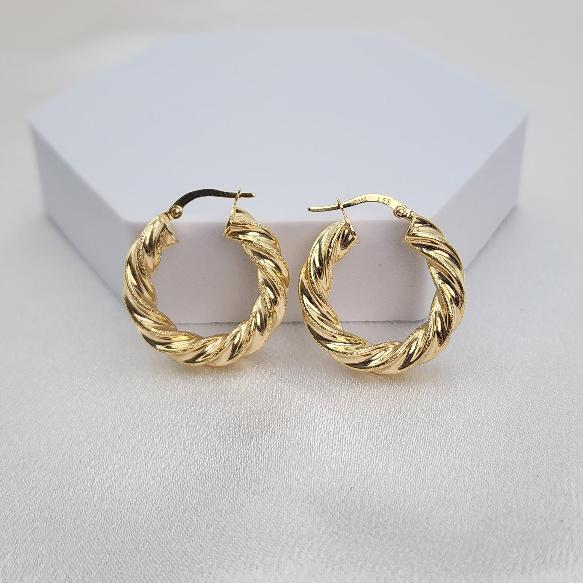 Stunning 14k Gold Shiny Twisted Hoop Earrings - 4mm, 5mm Thick Earrings - Perfect Gift For Her -