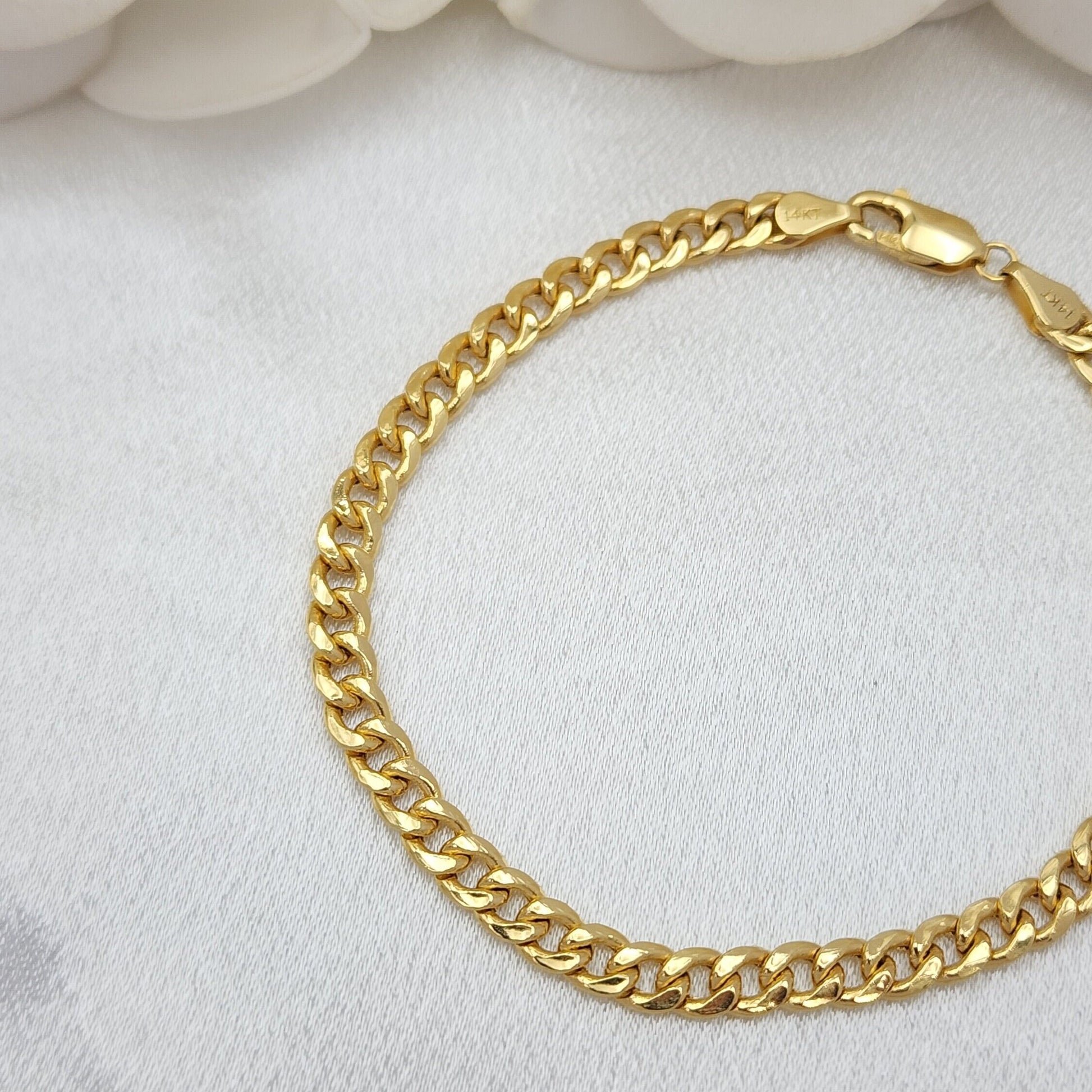 Real 14k Gold Cuban Link Bracelet - Cuban Link - 4.5MM - Perfect Gift - Unisex