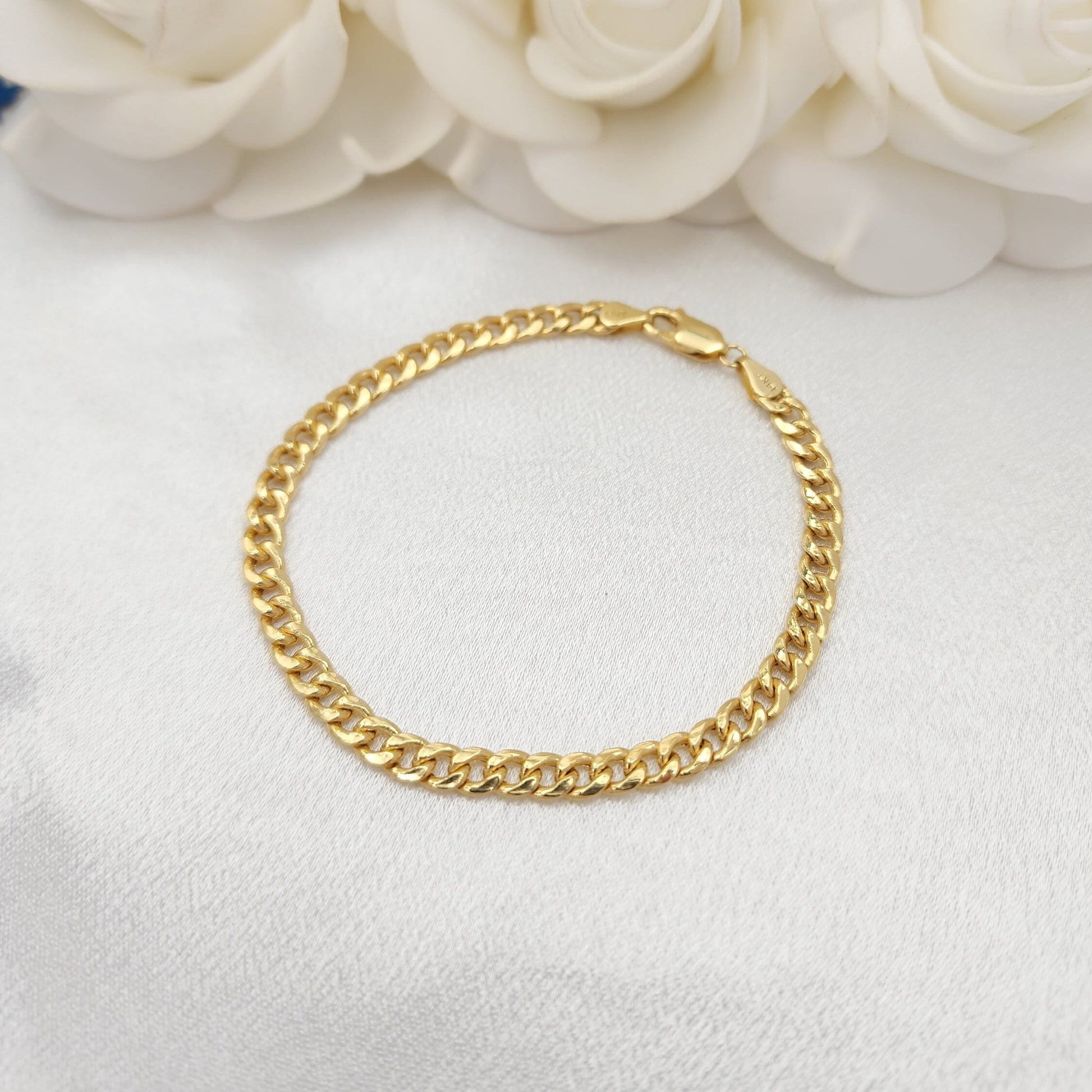 Real 14k Gold Cuban Link Bracelet - Cuban Link - 4.5MM - Perfect Gift - Unisex