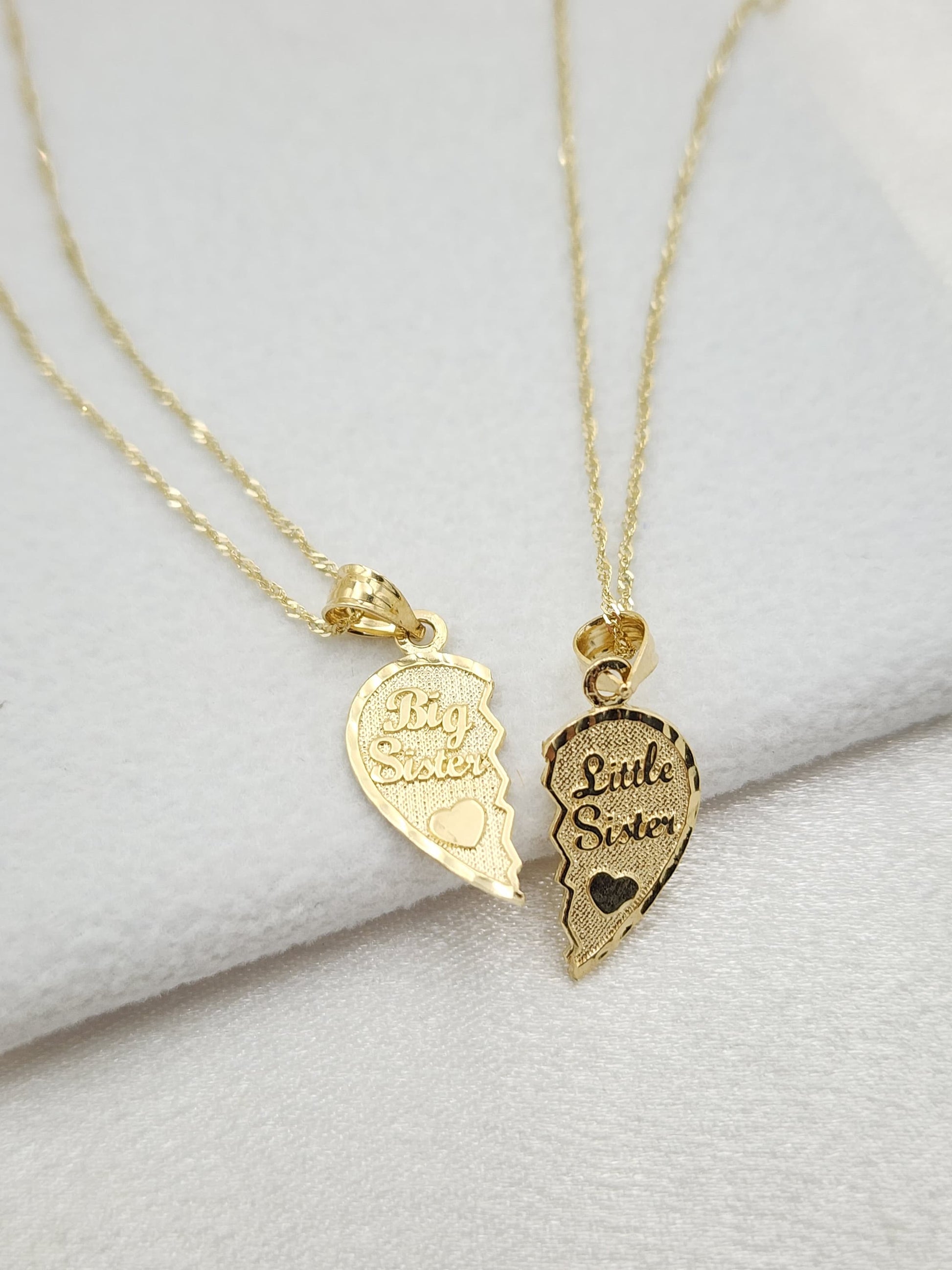 Solid 14k Gold Sisters Breakable Heart Pendant - 2 for 1 - Perfect Gift