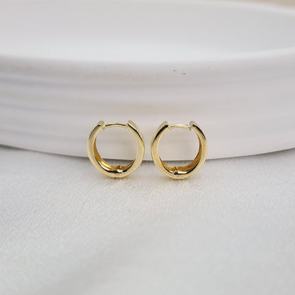 Solid 14k Gold Dainty Diamond Cut Huggie Earrings - 12mm - 3.2mm - Perfect For Her - Versatile & Everlasting