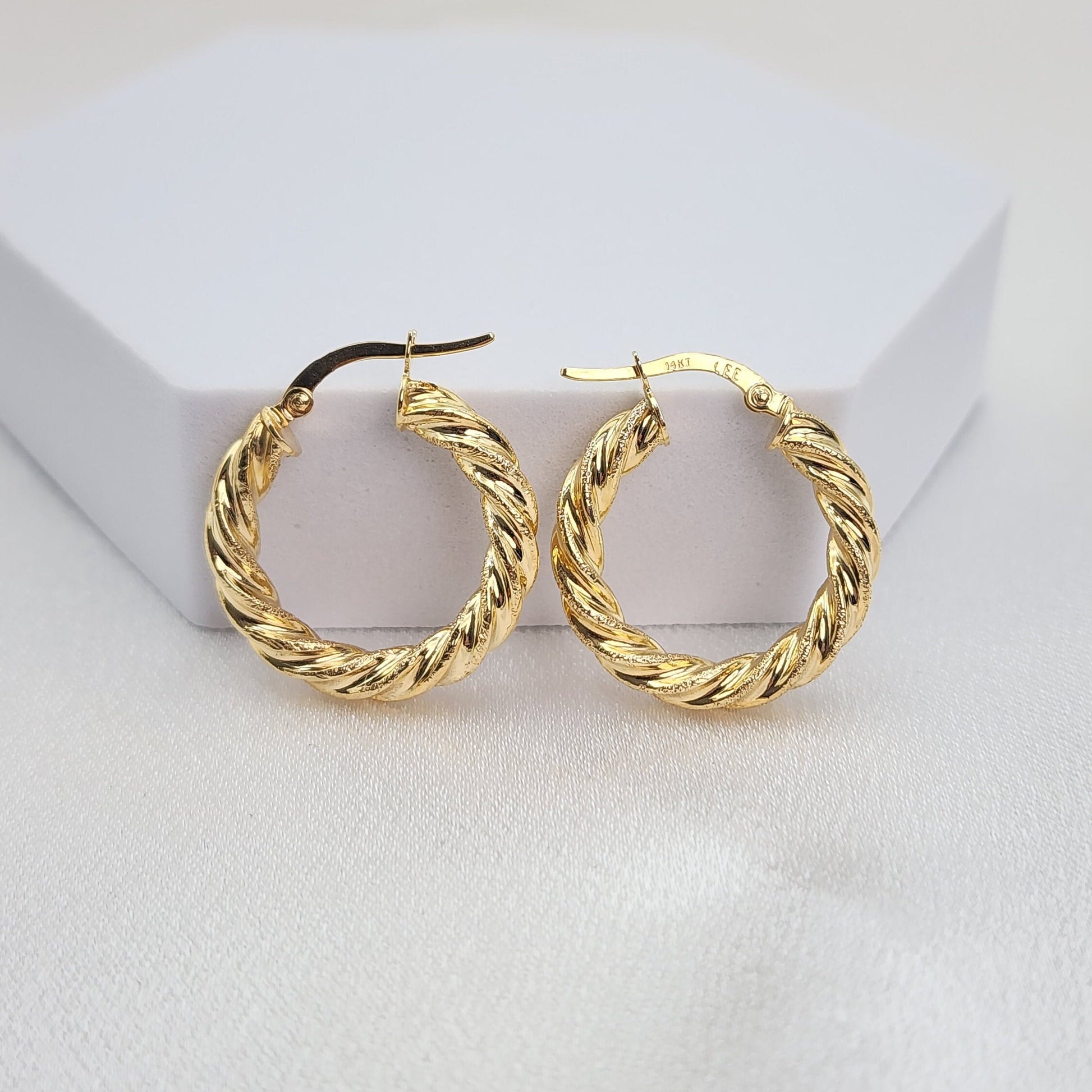 Stunning 14k Gold Shiny Twisted Hoop Earrings - 4mm, 5mm Thick Earrings - Perfect Gift For Her -