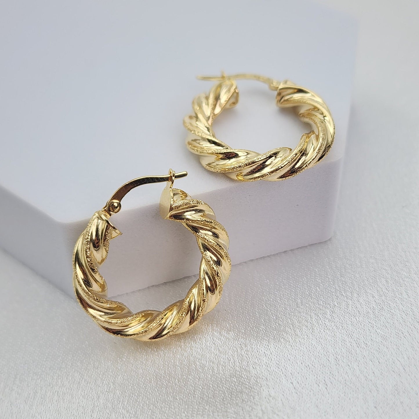 Stunning 14k Gold Shiny Twisted Hoop Earrings - 4mm, 5mm Thick Earrings - Perfect Gift For Her -