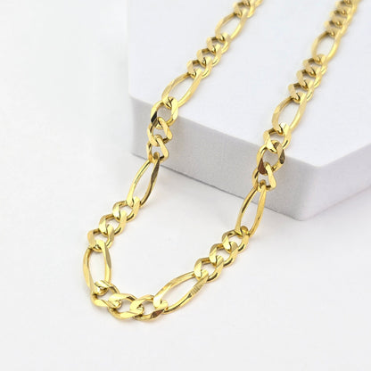 Solid 14k Gold 6MM Figaro Chain - 24 Inches - Stunning Chain For Him - Everlasting & Shiny