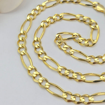 Solid 14k Gold 6MM Figaro Chain - 24 Inches - Stunning Chain For Him - Everlasting & Shiny