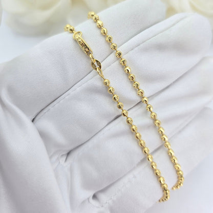 Solid 14k Gold 2.5MM Moon Cut Chain - Unisex - 20 to 24" - Perfect For Everyday