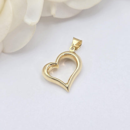 14k Gold Puffed Heart Pendant - Chunky Heart Charm - For Her