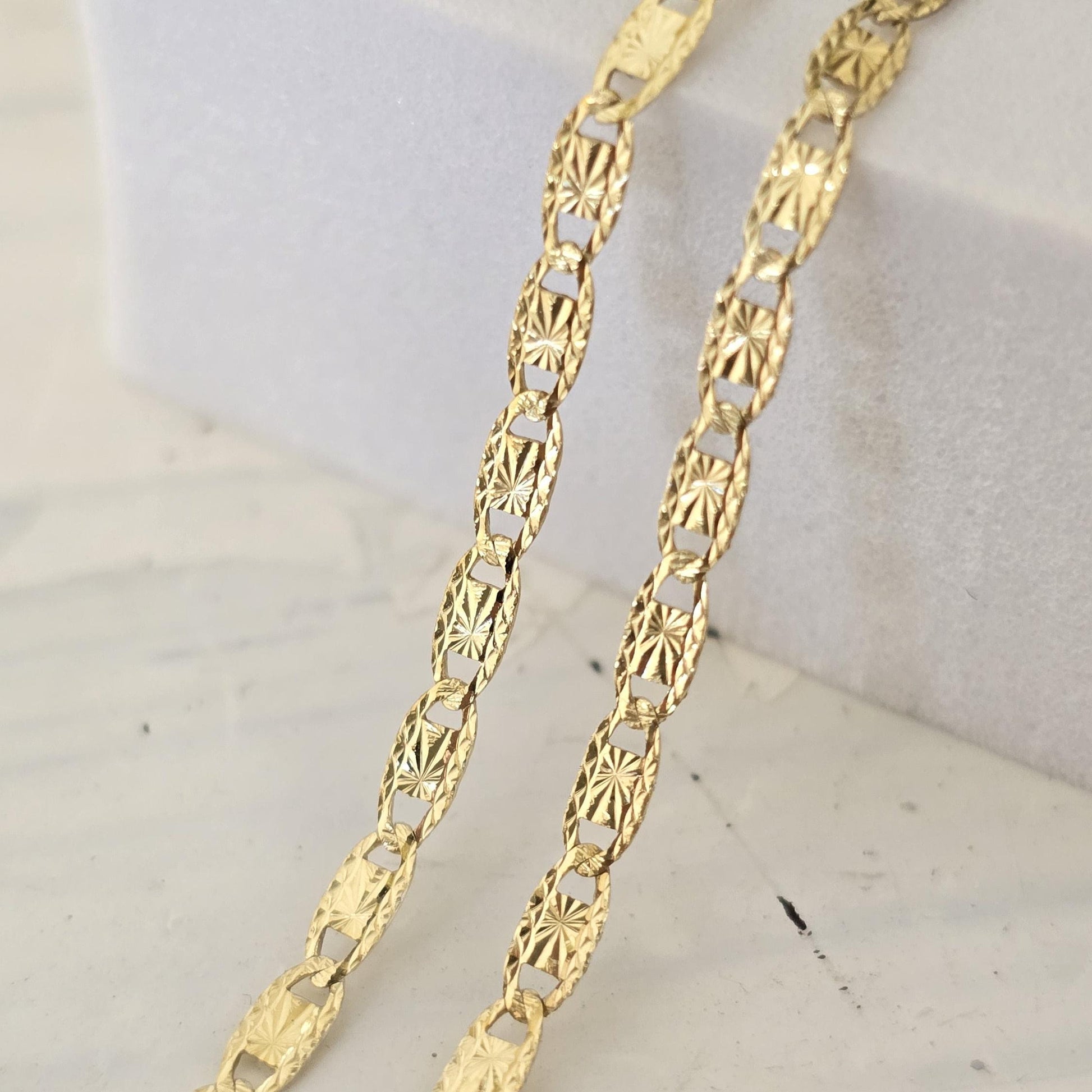 Solid 14k Yellow Gold Diamond Cut Valentino Chain - 16 to 24 Inches - Fine jewelry - Fair prices - 2.1MM